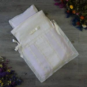 Saco-colcha lencero rosa y marfil