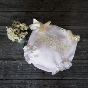 Cubrepañal batista rosa y beige