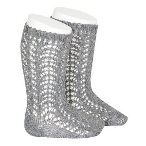 Calcetines altos algodón cálido calados Gris claro (230)
