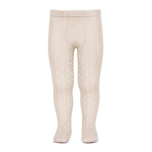 Leotardos perlé calado espiga lateral tonos beige