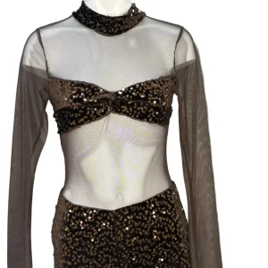 Mono Tul Lentejuelas Marrón