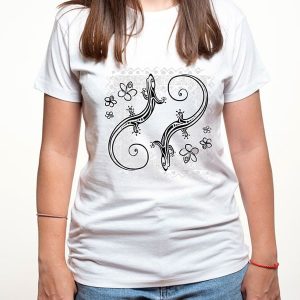 Camiseta para mujer con lagartos y flores