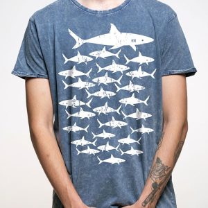 Camiseta para hombre serigrafiada con tiburones