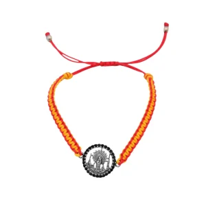 Pulsera cordón bandera España con Virgen del Pilar en plata