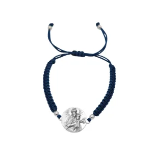 Pulsera macramé con escapulario en plata