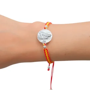 Pulsera bandera de España con escapulario en plata