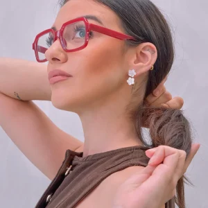 Pendientes dobles flores desmontables en plata baño de oro