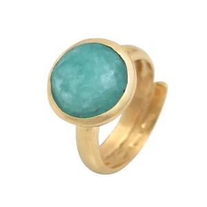 Anillo con piedra calcedonia facetada