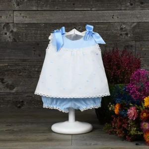 Vestido corto en muselina de topos