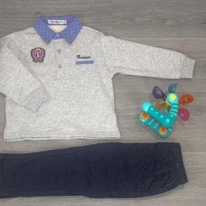 Conjunto bebé niño Teddy Lu pantalón y jersey cuello camisa azul 24 meses