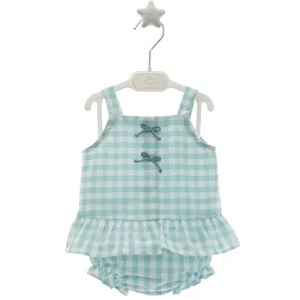 CONJUNTO NIÑA VICHY TURQUESA MICOLINO