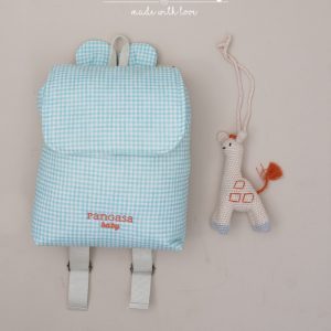 MOCHILA CUADROS VERDE AGUA PANGASA