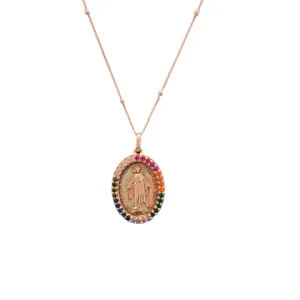 Cadena y medalla Virgen de la Milagrosa circonitas