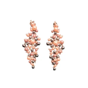 Pendientes en plata racimo perlas y circonitas