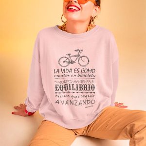 Sudadera original mujer cuello redondo frase bici