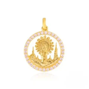 Medalla Virgen del Pilar calada con circonitas