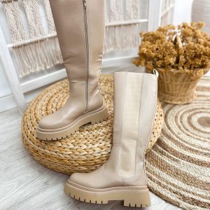 Botas altas track beige