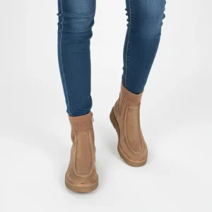 Botines Kaki Mujer con Tejido Elástico