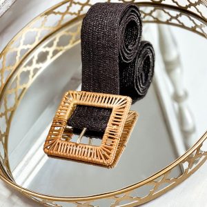 Cinturón rafia negro