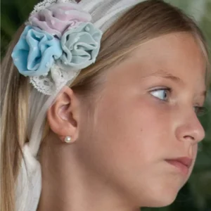 Diadema Comunión Flores Fruncidas