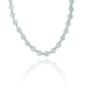 Gargantilla en plata con rosetas en circonitas talla baguette