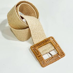 Cinturón rafia beige