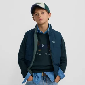 CHALECO KIDS REVERSIBLE VERDE MARINO SILBON